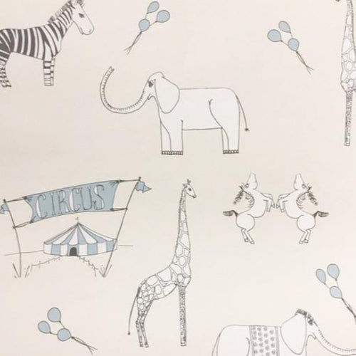 Merry Go Circus Wallpaper in Blue & Cream